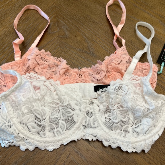 Set of 2 lace bralettes NWT pink white - Picture 1 of 8